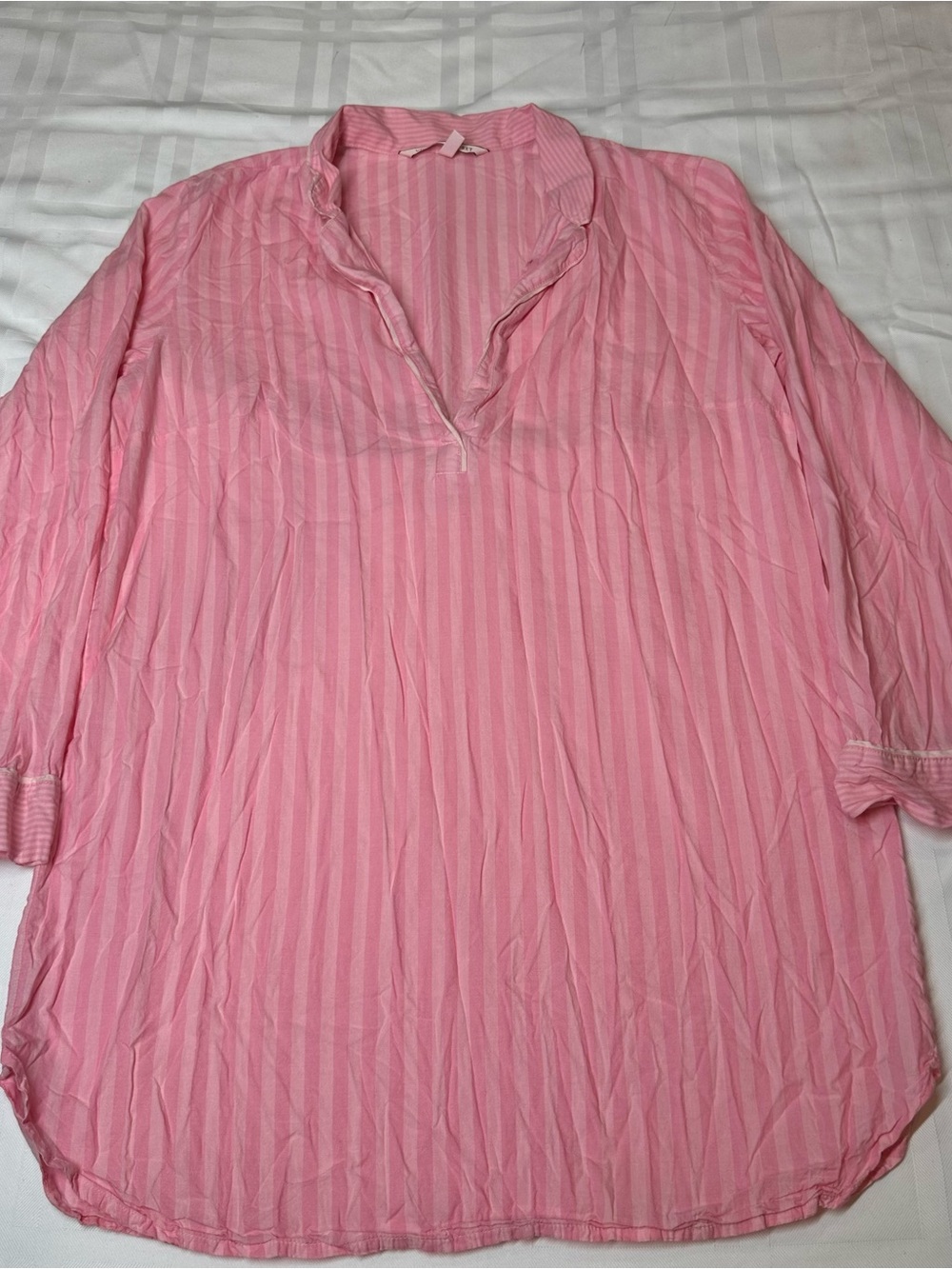 Victoria's Secret Pink Striped Long Sleeve Sleep Shirt Pajama Top Size M